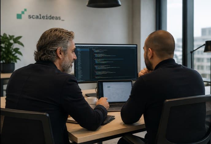 El equipo de ScaleIdeas trabajando en la oficina